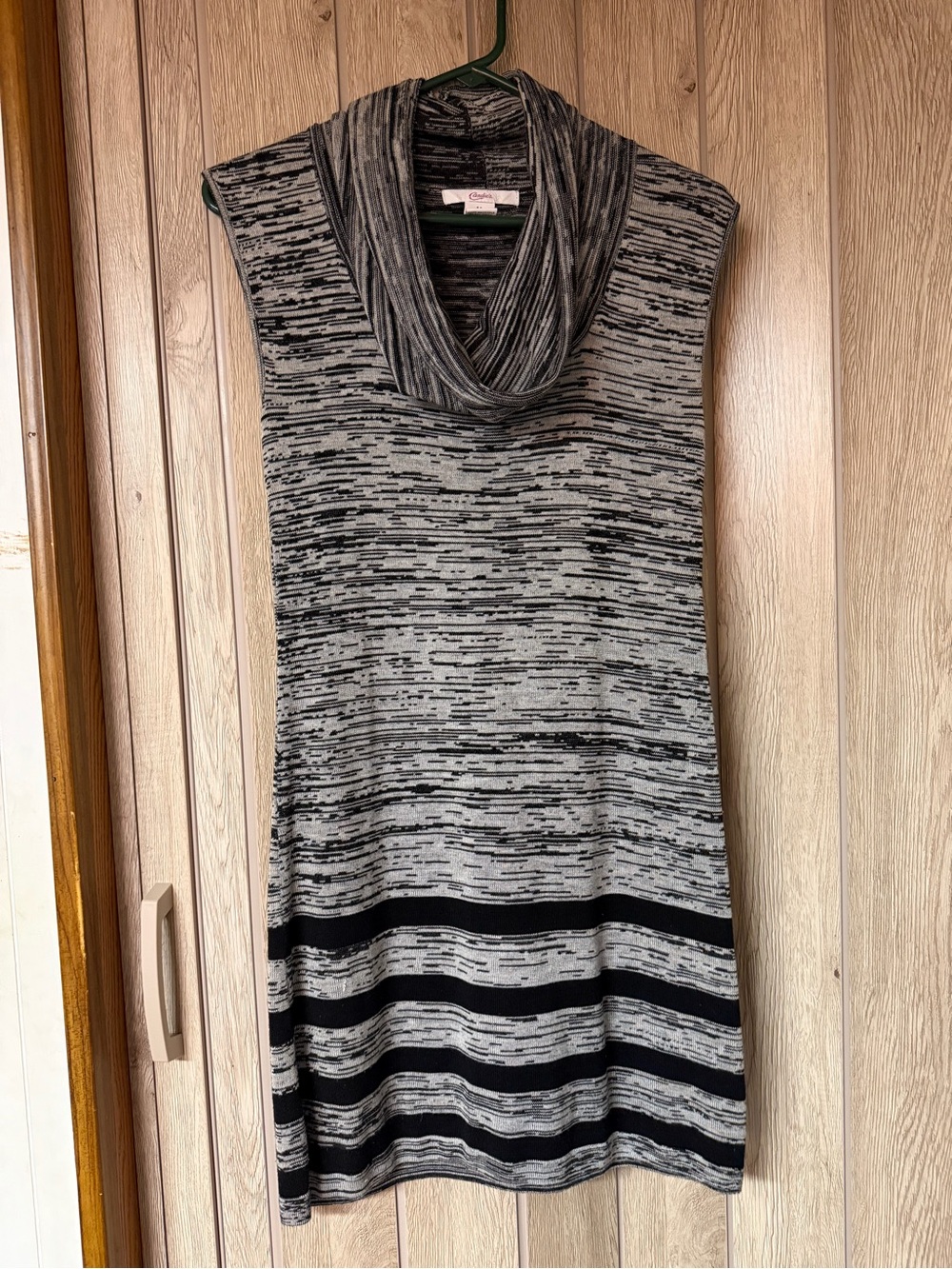 Candie's Gray and Black Sleeveless Cowl Neck Sweater Dress